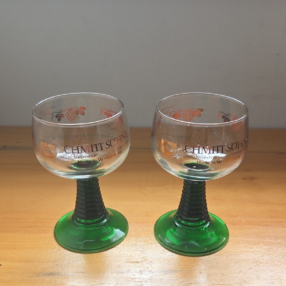 Schmitt Söhne Wine Glasses with Green Stems